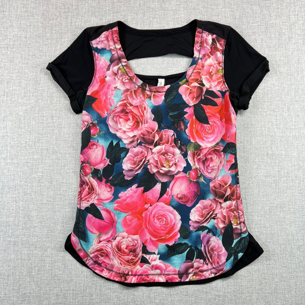 Lululemon Athletica Secret Garden Active Top Women 6 Floral Stretch‎ Workout Gym